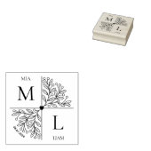 モダンフローラ結婚モノグラム ラバースタンプ (押印)