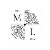 モダンフローラ結婚モノグラム ラバースタンプ (インプリント)