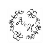 モダンフローラ結婚モノグラム ラバースタンプ (インプリント)