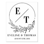 モダンフローラ結婚リースのモノグラムのロゴ ラバースタンプ (インプリント)