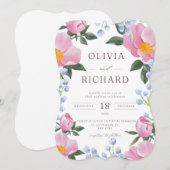 モダンフローラ結婚式招待状 (正面/裏面)