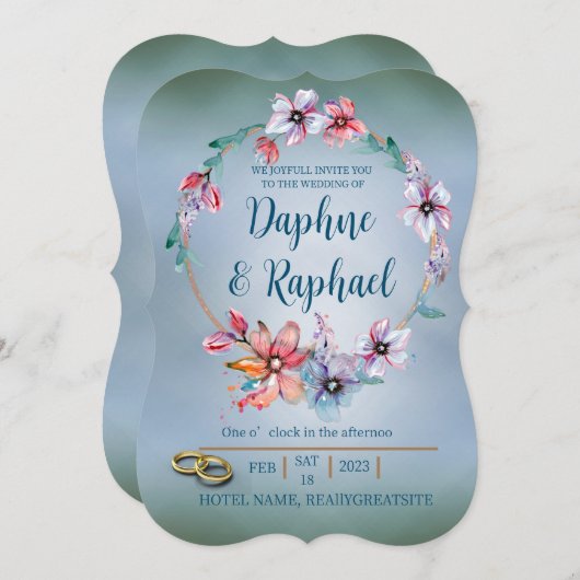 モダンフローラ結婚式招待状 招待状 (正面/裏面)