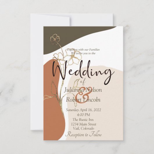 モダンフローラ結婚式招待状 招待状 (正面)