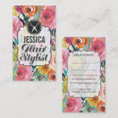 モダンフローラ絵を描美容師アポイントメント 予約カード (正面/裏面)