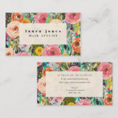 モダンフローラ絵を描美容師テンプレート 名刺 (正面/裏面)