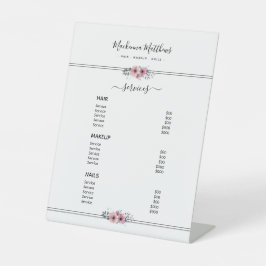 モダンフローラ署名ホワイトサロンサービスメニュー 台座サイン