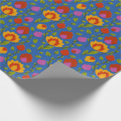 モダンフローラ習俗//黄色 – 赤 – 青 ラッピングペーパー (角)