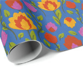 モダンフローラ習俗//黄色 – 赤 – 青 ラッピングペーパー (ロールコーナー)