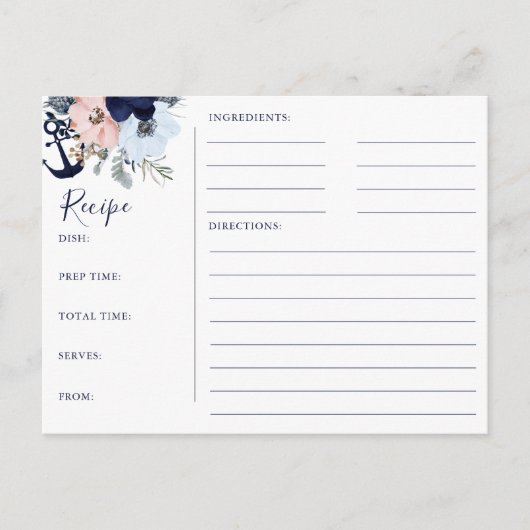モダンフローラ航海のいかりシャワーレシピカード ポストカード (正面)