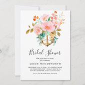 モダンフローラ航海のブライダルシャワー招待 招待状 (正面)