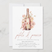 モダンフローラ花びら&プロセッコブライダルシャワー 招待状 (正面)