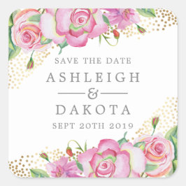 モダンフローラ英語バラ金ゴールド結婚紙吹雪 スクエアシール