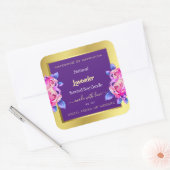 モダンフローラ製品パッケージラベル金ゴールド紫 スクエアシール (封筒)