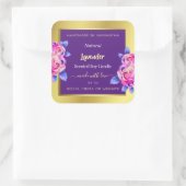 モダンフローラ製品パッケージラベル金ゴールド紫 スクエアシール (バッグ)