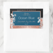 モダンフローラ製品ラベル海青バラ金ゴールド 長方形シール (バッグ)