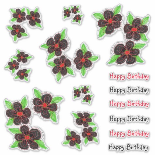 モダンフローラ誕生日 シール (正面)