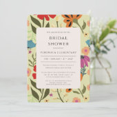 モダンフローラ赤と黄色の結婚式の日付を保存 招待状 (スタンド正面)