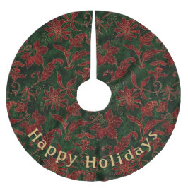 モダンフローラ赤の緑のパターンの個人メッセージ ブラッシュドポリエステルツリースカート