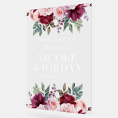 モダンフローラ透明結婚歓迎 アクリルサイン (傾斜)