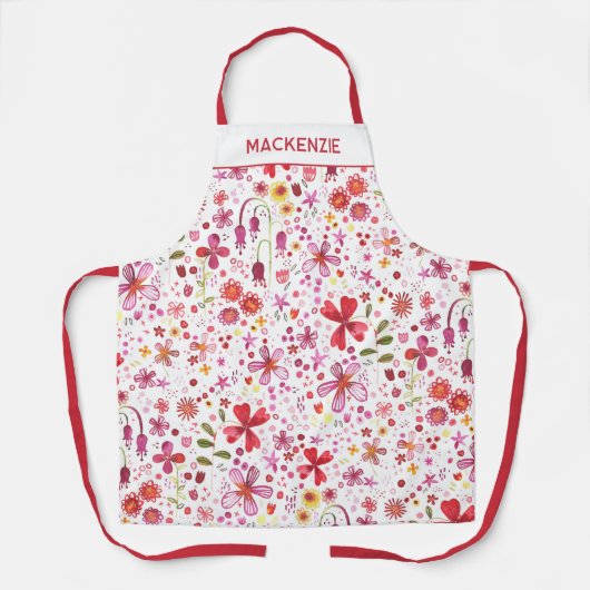 モダンフローラ野パーソナライズされた花名 エプロン (正面)