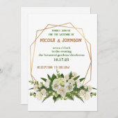 モダンフローラ金枠結婚式招待状 招待状 (正面/裏面)