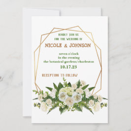 モダンフローラ金枠結婚式招待状 招待状