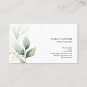 モダンフローラ離れの緑の水の色金ゴールド 名刺 (裏面)