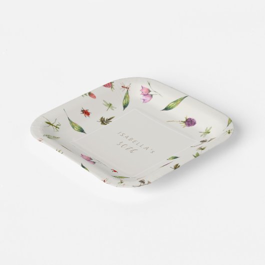 モダンフローラ30回緑の果実の昆虫 ペーパープレート (傾斜あり)