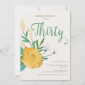 モダンフローラ30歳の誕生日パーティー 招待状 (正面)