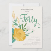モダンフローラ40歳の誕生日パーティー 招待状 (正面)