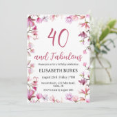 モダンフローラ40歳の誕生日招待状 招待状 (スタンド正面)