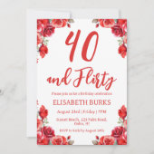 モダンフローラ40歳の誕生日招待状 招待状 (正面)