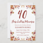 モダンフローラ40歳の誕生日招待状 招待状 (正面)