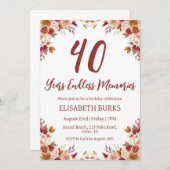 モダンフローラ40歳の誕生日招待状 招待状 (正面/裏面)