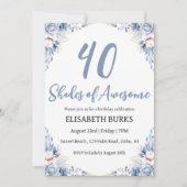 モダンフローラ40歳の誕生日招待状 招待状 (正面)