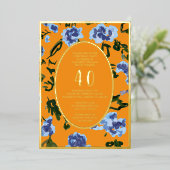モダンフローラ40th誕生日テンプレートタンゲリン 箔招待状 (立ち正面)