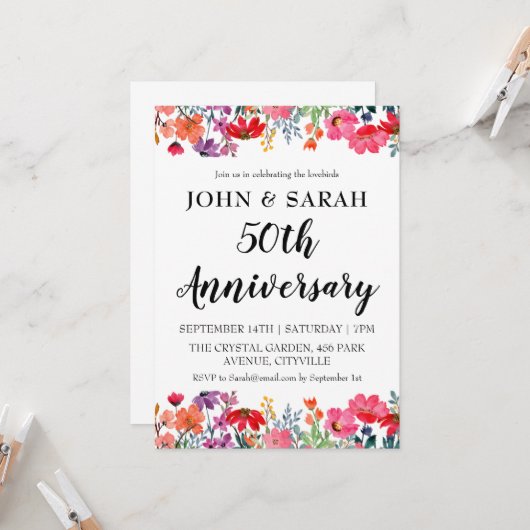 モダンフローラ50周年記念パーティの招待状 招待状 (正面/裏面インサイチュ)