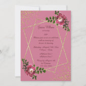 モダンフローラ、グリッター、紙吹雪女性の誕生日 招待状 (正面)