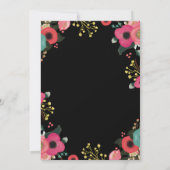 モダンフローラ |ピンク |ティール（緑がかった色）結婚 招待状 (裏面)