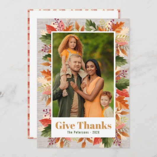 モダンフローラ | 幸せな感謝状 サンキューカード (正面/裏面)