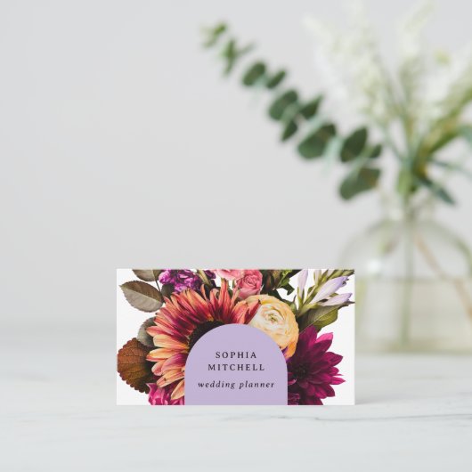 モダンフローラ |暗カラフルくエレガント 名刺 (スタンド正面)