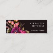 モダンフローラ |暗カラフル色とエレガントQRコード スキニー名刺 (正面)