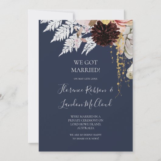 モダンフローラ |海軍の駆け落ち宣言 招待状 (正面)