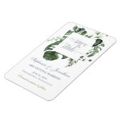 モダンフローラ |青と緑の日付を保存結婚する マグネット (左側)