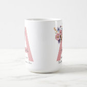 モダンフローラA – 名パーソナライズされた前 コーヒーマグカップ (中央)