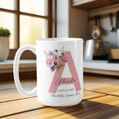 モダンフローラA – 名パーソナライズされた前 コーヒーマグカップ