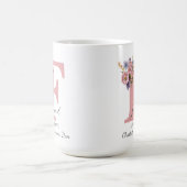 モダンフローラF – 名パーソナライズされた前 コーヒーマグカップ (中央)