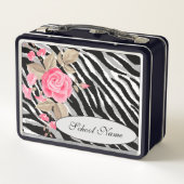 モダンフローラTigerテキストの追加 メタルランチボックス (裏面)