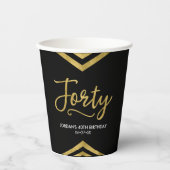 モダンフーゴールドシェブロン幾何学長誕生日40歳 紙コップ (正面)