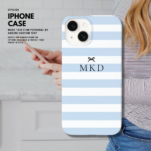 モダンブかわいらしガーリールストライプブラックボーモノグラム Case-Mate iPhone 14ケース
